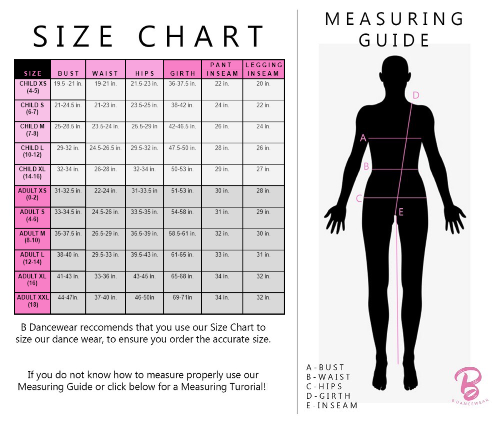 Size Charts  Doctor Dancebelt's Guide
